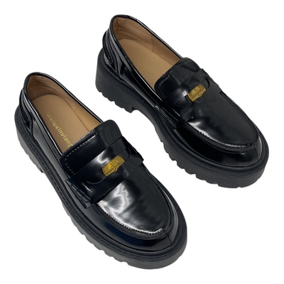 增高5cm厚底小金币乐福鞋女