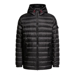 代购蒙口Oahu连帽条纹短款羽绒服鹅绒男款户外夹克外套派克大衣