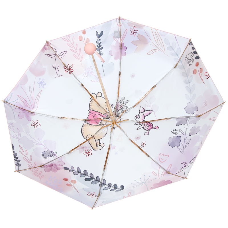 维尼熊彩胶五折晴雨两用口袋伞