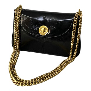 猫店尾货~真皮链条包包女2025新款通勤休闲复古百搭单肩斜挎包女