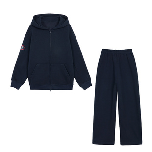 pusumede 自在起居 抓绒连帽拉链运动卫衣外套女休闲针织卫裤套装