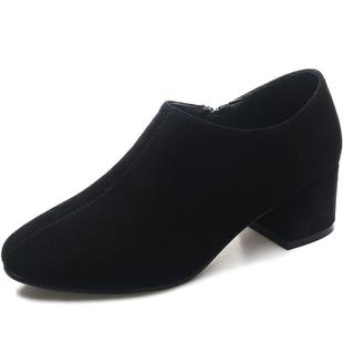 2025新款秋季女鞋羊皮软皮鞋女士单鞋女真皮软底妈妈鞋绒面乐福鞋