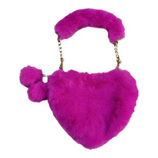 仅143个 美式复古摩登辣妹毛绒爱心单肩包Y2K千禧少女链条斜挎包
