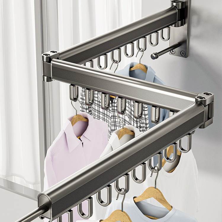 免打孔折叠晾衣架家用隐形收缩凉壁挂衣阳台神器杆被晒伸缩室内外