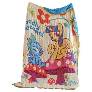 小马宝莉十层纯棉纱布盖毯花边沙发毯四季通用毛巾被子全棉泡芙被