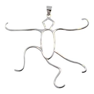 S925纯银吊坠空托男女蜜蜡玉石松石项链挂件不规则DIY配件镶嵌托