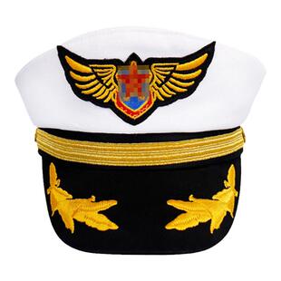 演出海员帽飞行员帽子六一儿童幼儿男女童舞台全棉白色船长制服帽