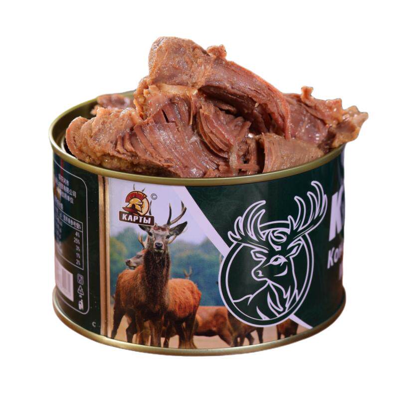 俄罗斯风味鹿肉罐头大块即食75%纯肉无淀粉煲汤速食炖菜400克特产