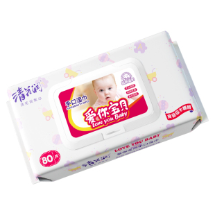 清花润湿巾婴儿手口专用新生婴儿宝宝手口屁专用湿纸巾家用80片*6