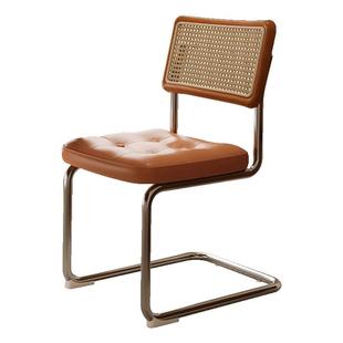 中古藤编餐椅家用网红餐桌靠背咖啡店酒店休闲法式复古瓦西里椅子