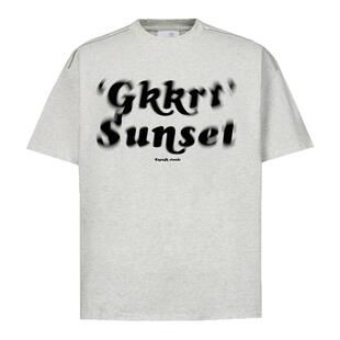 GKKRT潮牌模糊字母印花短袖男款美式复古休闲白色T恤夏季宽松上衣