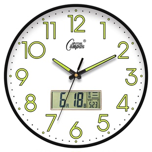 康巴丝夜光静音挂钟免打孔简约时尚创意装饰时钟客厅卧室教室钟表