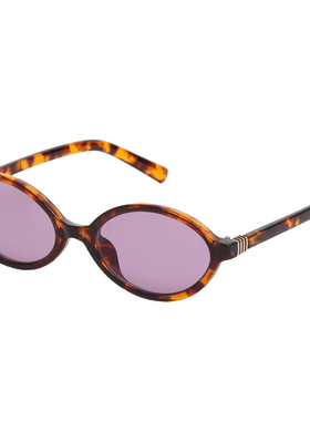 VINTAGETASTE 玳瑁框紫粉片墨镜椭圆形可爱复古风ins风太阳眼镜