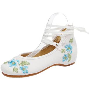 古风布鞋女汉服鞋子老北京布鞋女绣花鞋搭配古装民族风平底舞蹈鞋