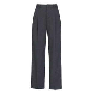 曼依拉格雷系灰色九分裤女高腰小直筒裤2025秋季通勤窄版锥形西裤