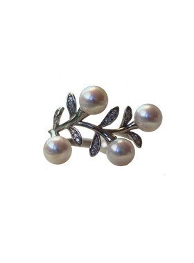 天然淡水极光珍珠枝叶5纯银戒指