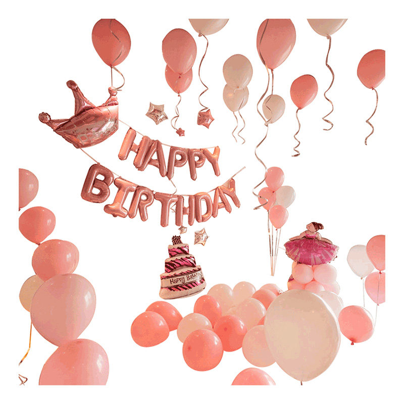 网红女孩生日快乐气球装饰品场景布置儿童女童女宝派对女神背景墙