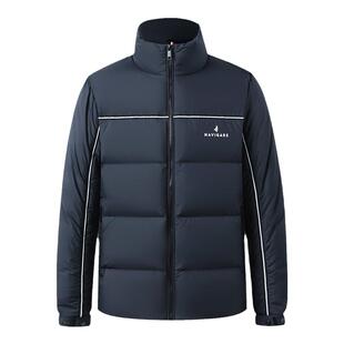 [三防]Navigare意大利小帆船蓝色短款羽绒服外套男冬季休闲面包服