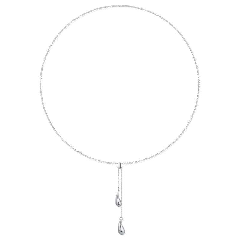 VIGG水滴抽拉项链女小众设计2025年新款个性时尚百搭毛衣链配饰