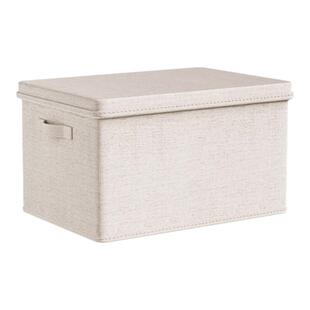 天山棉麻带盖收纳箱秋冬家用布艺衣柜衣服被子整理储物箱盒可折叠