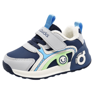 小黄鸭男童鞋子2025冬季新款小童女宝宝鞋加厚加绒棉鞋儿童机能鞋