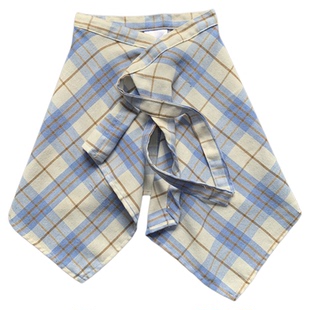 腰封街舞配饰男童秋季蓝白色格子儿童屁帘下摆小孩小学生叠穿罩裙
