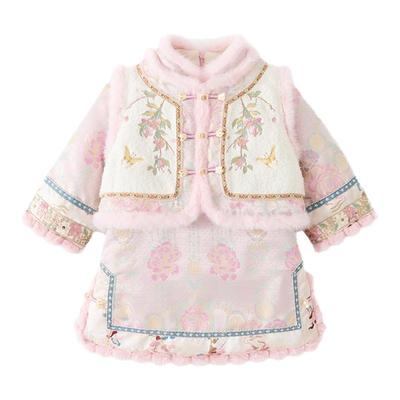 女童拜年服新中式旗袍宝宝汉服冬装小公主周岁礼服儿童过新年衣服