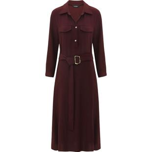 COCOBELLA[安哥拉红]气质法式连衣裙女肌理褶皱长袖衬衫裙FR106