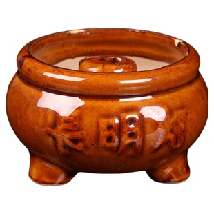善唯 随葬品陶瓷长明灯摆件鼓型圆形酥油灯殡葬用品墓地安葬下葬