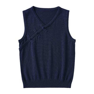 儿童盘扣马甲全棉女童针织背心