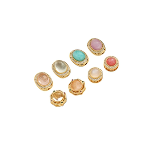 镶嵌天然摩根石钛晶葡萄石红纹石镀18K真金高保色隔珠diy串饰配件