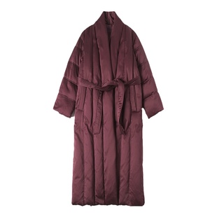 高端品牌羽绒服女2026新款冬季时尚白鸭绒收腰修身加厚系带中长款