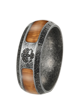 生命之树-古法橙色钛钢维京戒指