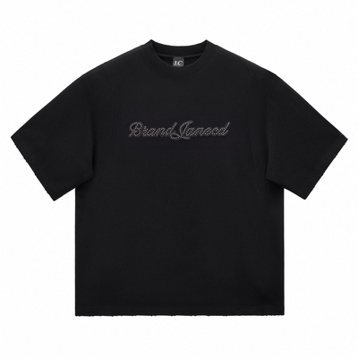 J.C简裁压皮花钉珠美式重磅短袖