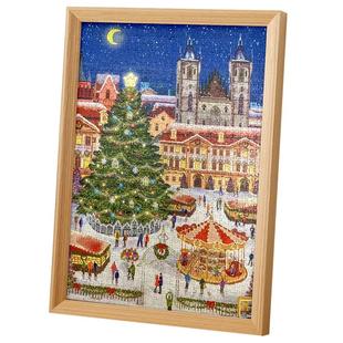 拼图画框1000片冬灯相框70x50底框75实木框架500块简约挂墙装裱框