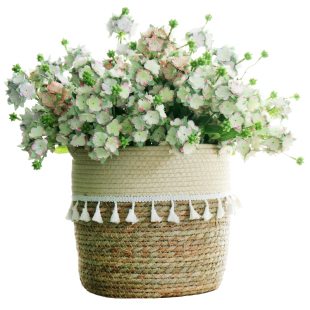 藤编草编花篮北欧手工编织花盆客厅阳台装饰落地盆栽绿植套盆篮子