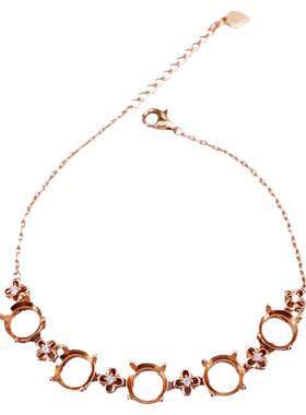 圆形7mm手链空托S925纯银镶嵌女