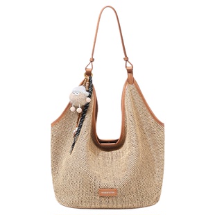 MAKEUPKITTEN沙滩包女2025新款秋冬大容量腋下编织单肩斜挎托特包