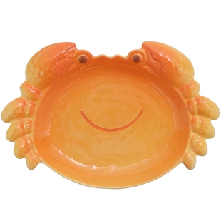 可爱浮雕釉下彩陶瓷餐具螃蟹异形盘子水果沙拉盘家用的饭碗酸奶碗