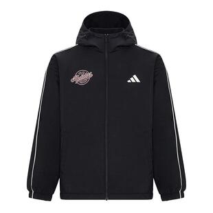 拒水休闲加绒梭织宽松运动连帽夹克外套男女秋季adidas阿迪达斯
