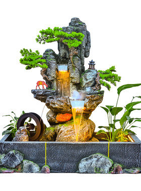 户外别墅庭院鱼池风水轮假山流水装饰摆件公司阳台循环水招财景观