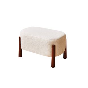 家逸实木沙发凳家用矮凳休闲椭圆凳客厅垫脚凳儿童板凳软包换鞋凳