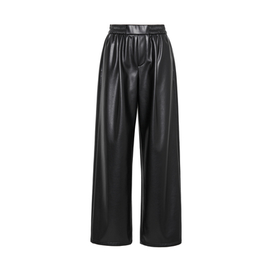 indicia标记商场同款春季简约时尚宽松蛋白皮裤阔腿裤6A403KZ158N