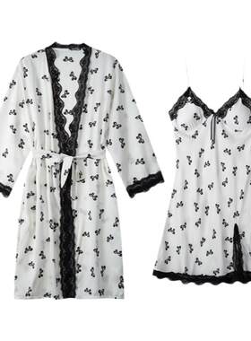 女士冰丝绸性感睡衣家居服套装