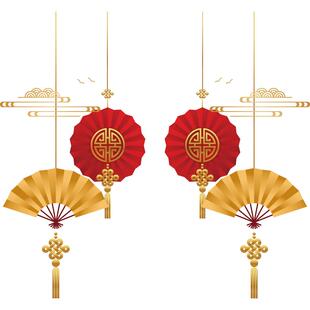 2026新年玻璃门静电贴画新春节日气氛布置装饰贴纸中国风扇形高档