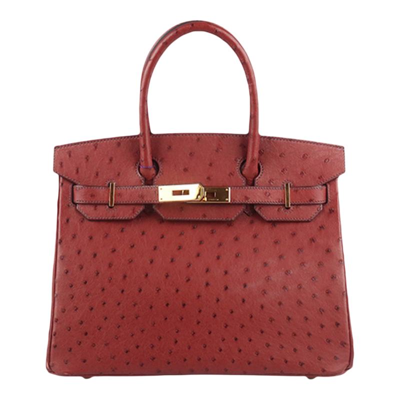【自营】中古9新HERMES(爱马仕)BIRKIN爱马仕红鸵鸟皮30手提包