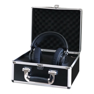耳机收纳箱麦克风保护适用森海索尼耳机盒皮质带锁铝合金手提箱