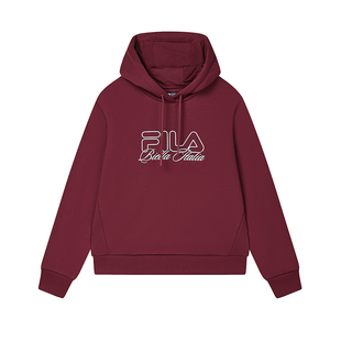 FILA 斐乐官方女子连帽卫衣2025春新款时尚宽松加绒针织长袖上衣