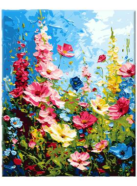 油画diy数字减压油彩画花卉填色