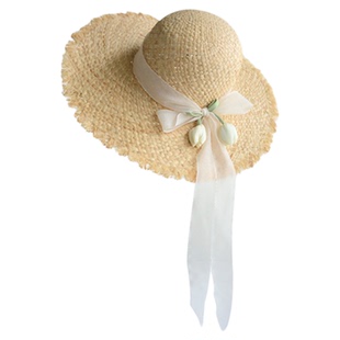 夏季拉菲草花朵儿童草帽女款海边防晒女孩遮阳帽旅游度假大檐帽子